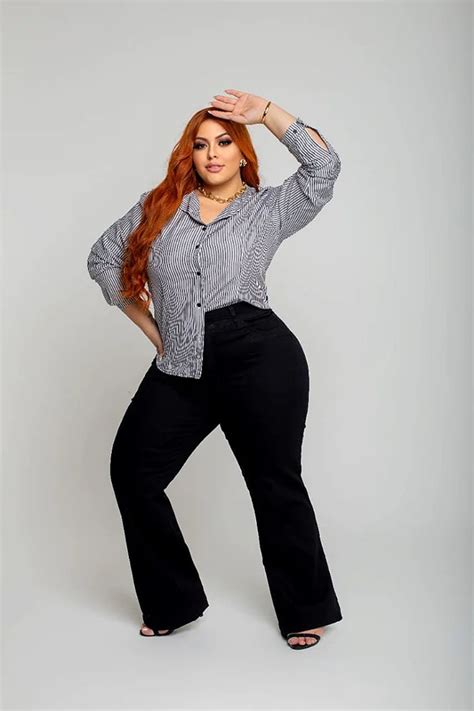 Cal A Jeans Flare Plus Size Preta Modaliss