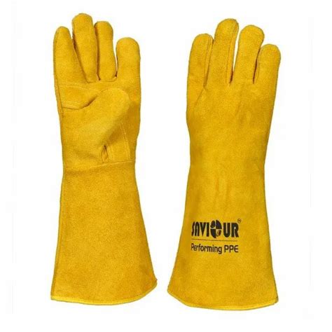 Leatherbuffsplitchrome Yellow Heat Resistance Gloves At Rs 350pair In Lucknow