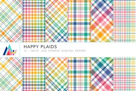 Happy Plaids Digital Papers Graphic By Miss Tiina Creative Fabrica