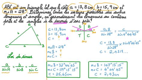 Vid O Question R Solution Dun Triangle Laide De La Loi Des Sinus