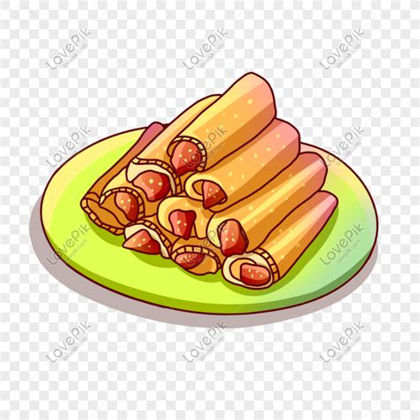 Cartoon Food Spring Rolls, Fries, Spring, Plates PNG White Transparent ...