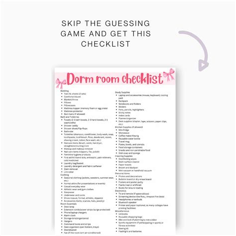 Dorm Room Checklist For Her 2024 Dorm Essentials College Packing List