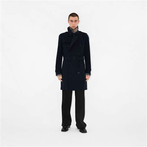 Mid Length Kensington Heritage Trench Coat In Coal Blue Men Cotton Gabardine Burberry® Official