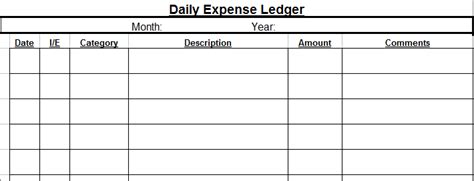 Printable Expense Ledger