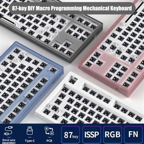 RGB LED Mechanical Keyboard For Flesports MK870 Programmable Hot Swappable Keyboard DIY Type C
