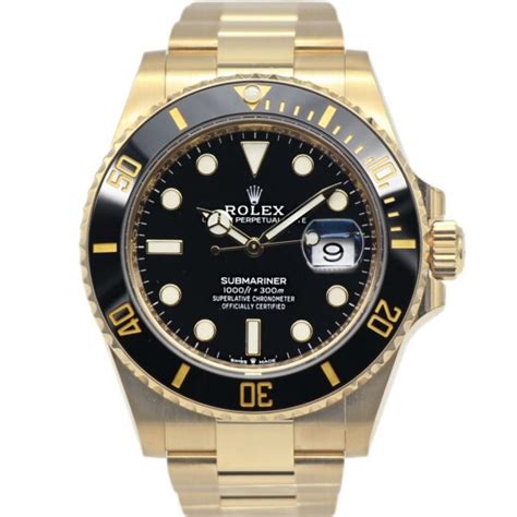 Rolex Submariner K Yellow Gold Mm Black Dial Ceramic Bezel Ln