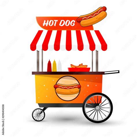 Hot Dog Street Shop Cart Design Template Fast Food Logo App Icon