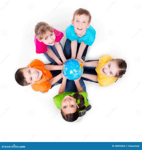 Group Of Kids Sitting On The Floor In A Circle. Stock Photo - Image of high, cheerful: 38895864