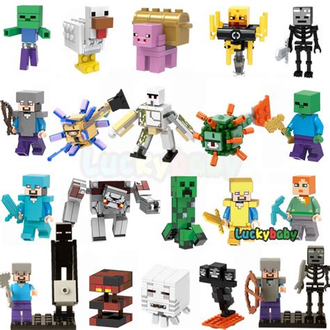 Minecraft Building Blocks Lego Minifigures Steve Alex Iron Golem Ghast