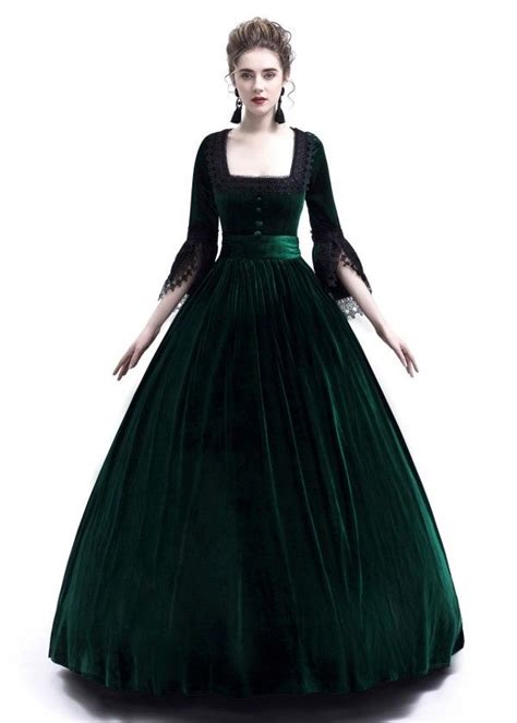 Green Velvet Ball Gown Victorian Gown D3009 D Roseblooming Robe De