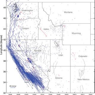 Map Of U S Geological Survey USGS GPS Velocity Field For The WUS