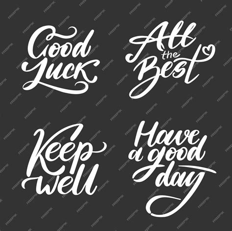 Premium Vector Hand Lettering Set Good Luck All The Best Keep Well