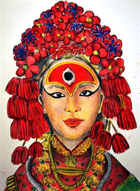 Rochelle As Kumari Goddess Goddess Art Kumari Goddess Painting