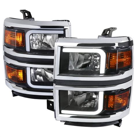 Spec D Projector Headlights Chevy Silverado 2014 2015 Led Bar Blac Redline360