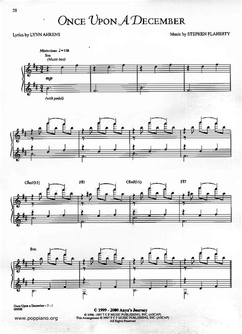 Anastasia - Once Upon A December | Sheet Music | Piano Score Free PDF ...