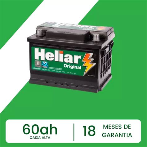 Heliar 60Ah HNP60HD Caixa Alta Livre de Manutenção 18 Meses de