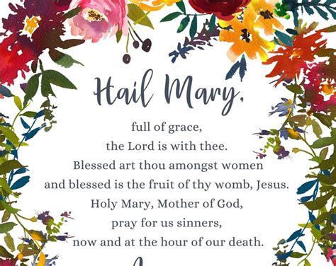 Hail Mary Prayer Catholic Prayer Digital File Download Etsy