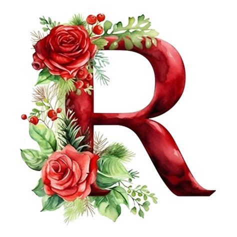 Premium Photo A Watercolor Painting Of The Letter R With Red Roses