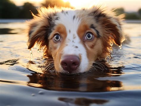 Premium Photo | Cute swimming puppy