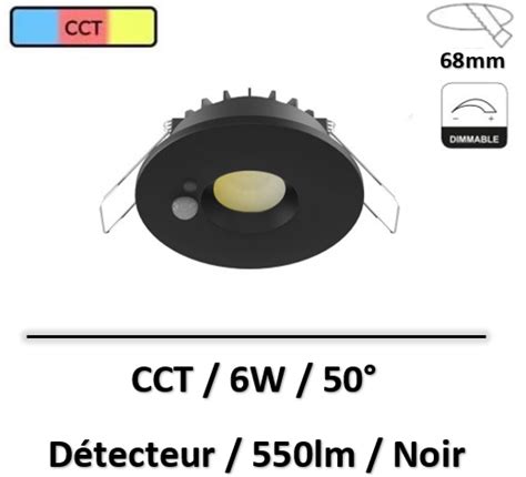 Miidex Spot Led Cct Bbc W K Ip Gradable Noir