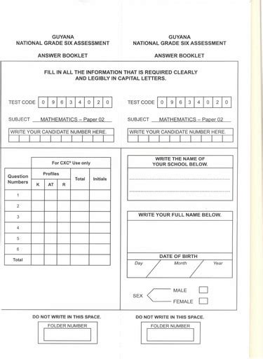 National Grade Six Assessment Past Papers Mathematics