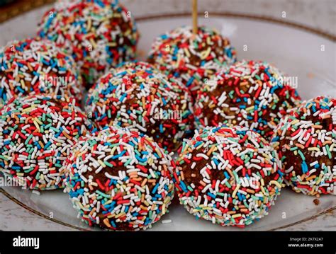 Homemade chocolate balls coated with sprinkles Stock Photo - Alamy