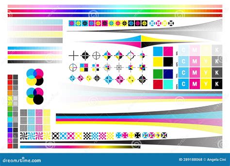 Cmyk Print Calibration Illustration With Offset Printing Marks And