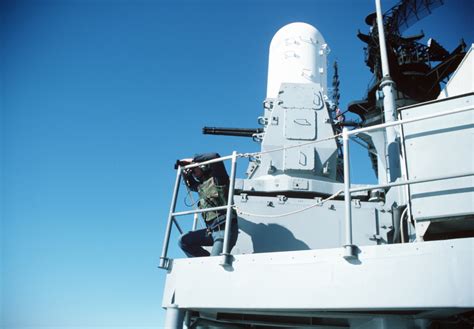 A Lookout Posted Beneath The Mark Phalanx Mm Close In Weapons