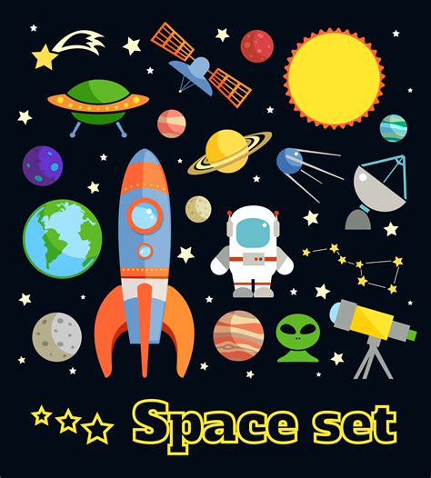 Space elements set 436394 Vector Art at Vecteezy