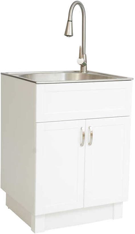 Sink Cabinet Transform Utility Sink With Flexible Faucet And High