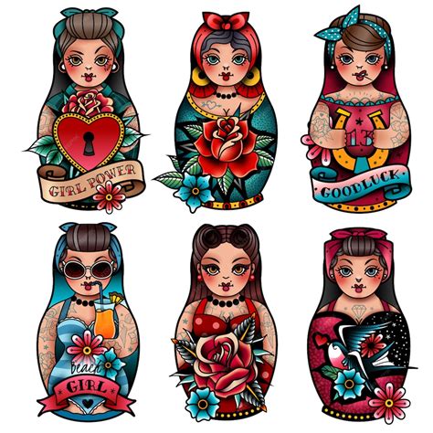 Premium Vector Russian Dolls Set