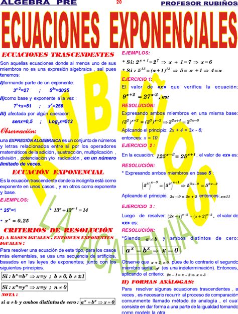 Ecuaciones Exponenciales Ejercicios Resueltos Paso A Paso Pdf