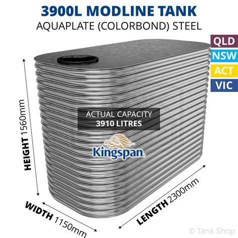 3900 Litre Modline Aquaplate Steel Water Tank 3900l Kingspan Tank 1150x2300x1560mm