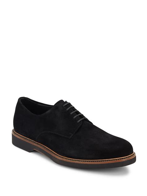 Ferragamo Metropole Suede Derby Shoes in Black for Men | Lyst