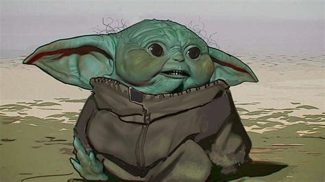 the mandalorian and baby yoda fan art - Fritz Cabrera