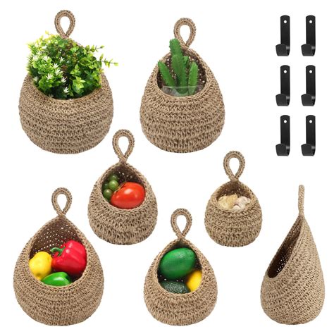 Teardrop Hanging Baskets Boho Kitchen Decor Hanging Wall Baskets