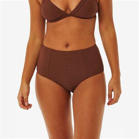 Rip Curl Premium Surf High Waist Good Coverage Bikini Bottoms BROWN