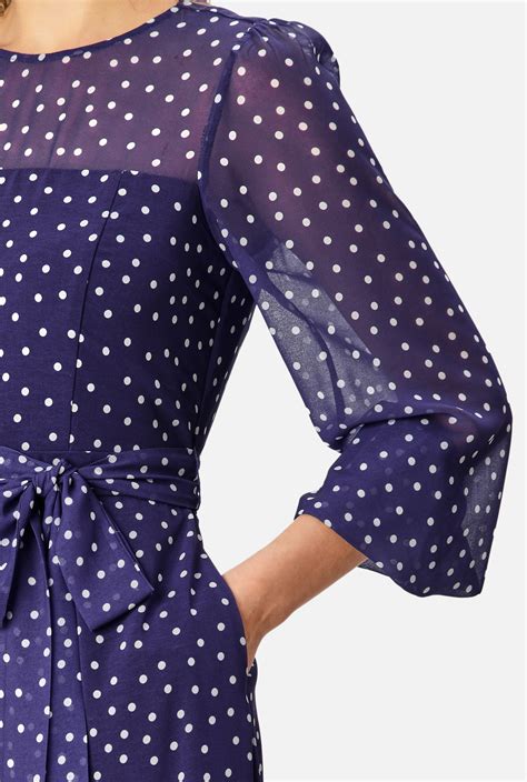 Shop Illusion Polka Dot Print Georgette Dress Eshakti