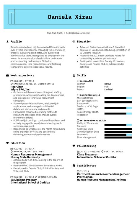 Ejemplo De Curriculum Vitae De Reclutador Kickresume