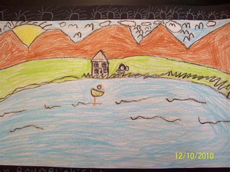 Center School Art: Landscape Drawings by Grade 1