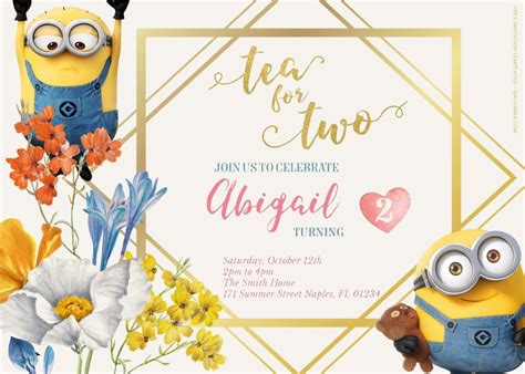 Easily Edit PDF Invitation Minions Birthday Invitation Templates