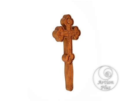 Wooden Byzantine Blessing Cross Hand Blessing Cross Two Sided