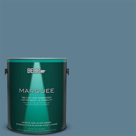 BEHR MARQUEE 1 gal. #S470-5 Blueprint One-Coat Hide Semi-Gloss Enamel ...