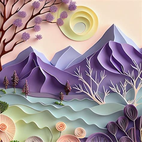 premium photo  paper cut    mountain landscape  trees