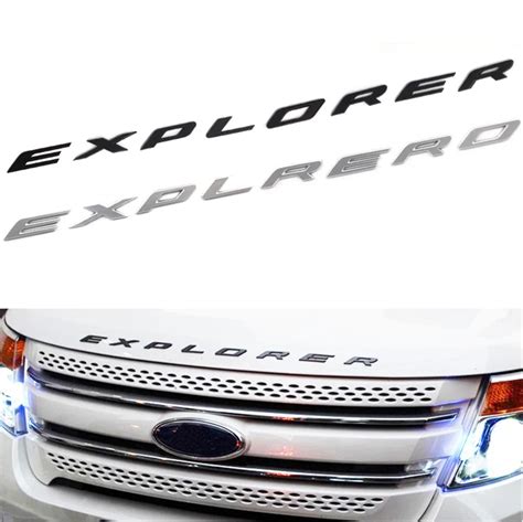 3D EXPLORER Letters Hood Emblem Silver Chrome Black Sticker For 2011