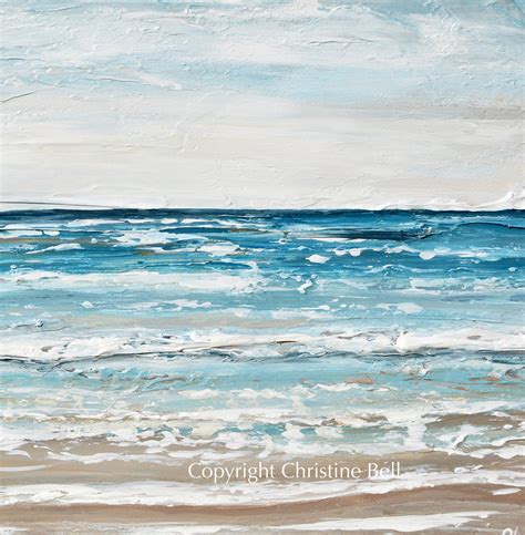 Original Abstract Ocean Painting Seascape Coastal Wall Art Beach Decor