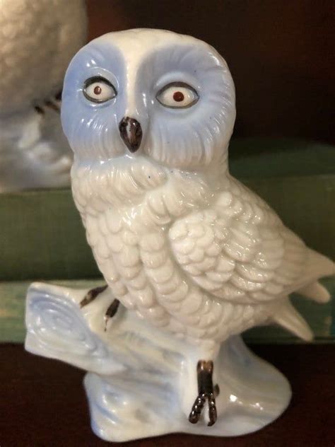 Vintage Owl Figurines Pair Of Blue And White 4 Owl Etsy Vintage Owl