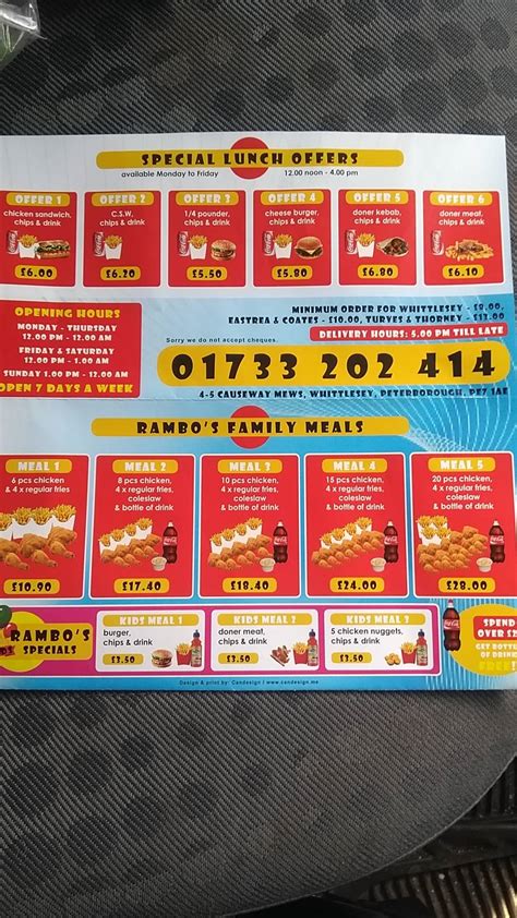 Menu At Rambo S Kebab House Fast Food Whittlesey