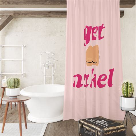 Funny Shower Curtain Get Naked With Butt Bath Curtain Pink Etsy