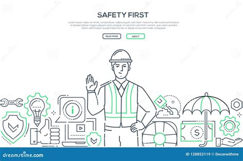 Safety First - Modern Line Design Style Banner Stock Vector ...